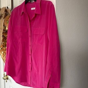 Equipment Fuchsia Pink Silk Blouse